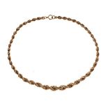 9ct gold rope twist neck chain, 47.5g approx Condition: