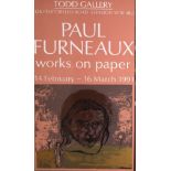 Poster print for the Paul Furneaux Exhibition at the Todd Gallery 1991, 86cm x 48cm, framed and