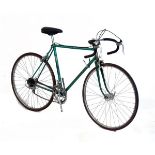 Bicycle - Late 20th Century green Peugeot steel framed racing cycle, the head tube bearing Francesco