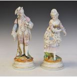 Pair of late 19th/early 20th Century Continental porcelain figures depicting a gallant and lady