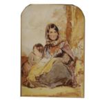 Late 19th/early 20th Century English School - Watercolour - Study of a mother and child, unsigned,