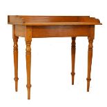 Stripped pine tray top washstand on turned supports Condition: