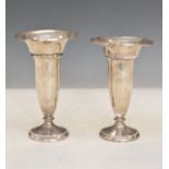 Pair of George V silver trumpet shaped specimen vases, Birmingham 1925, weighted Condition: