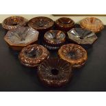 Collection of ten 19th Century treacle and brown glazed majolica spittoons Condition: