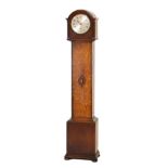 1930's period oak cased grandmother clock, the silvered dial with Arabic numerals Condition: