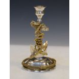 Silver plated nautical 'Fouled Anchor' candlestick Condition:
