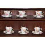 Set of six Shelley tea cups and saucers, each having transfer printed floral decoration Condition: