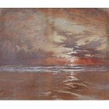 Edward J.Duval - Watercolour - A Coastal Sunset, signed, 34cm x 48cm, framed and glazed Condition: