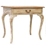 Oak side table fitted one drawer to the frieze and standing on cabriole supports Condition: