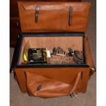 Angling - Fishing box containing fixed spool reels, fly reels, wooden reel, line winder, floats