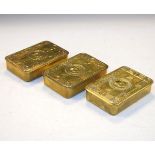 Three World War I Christmas 1914 brass gift boxes Condition: