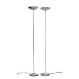 Pair of modern brushed steel uplighter floor lamps Condition: