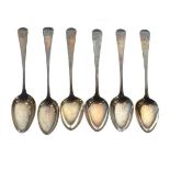 Matched set of six George III Old English pattern teaspoons, London 1804 and 1808, 2.1oz approx
