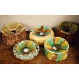 Collection of five 19th Century majolica spittoons Condition:
