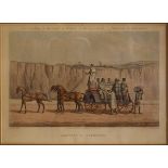 19th Century coloured coaching lithograph - Dropping A Passenger, Car Travelling In The South Of