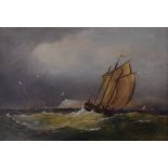 Arthur Wilde Parsons - Oil on canvas - A stormy seascape with a fishing boat, signed and dated 1875,