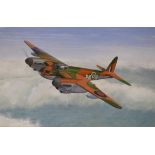 David Loder - Oil on canvas - World War II Mosquito fighter bomber, unsigned, 59cm x 90cm, framed