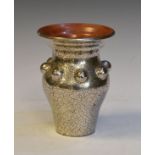 Elton Ware platinum crackle glazed ovoid vase having a flared neck, the body with a series of