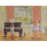 A.R. Hill - Watercolour - Ballet Practice, signed and titled, 26cm x 35cm, framed and glazed