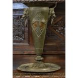 19th Century French bronzed spelter conical vase and stand, having classical decoration Condition: