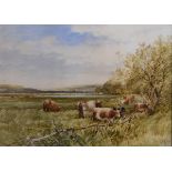 Edmund Morison Wimperis - Watercolour - Rural landscape with cattle, signed with initials and