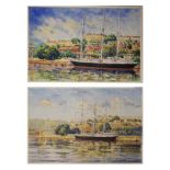 C.J. Morgan - Pair of watercolours - Sailing ships in Bristol City Docks, each signed, 37cm x