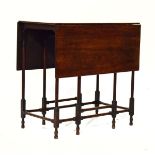 George III mahogany spider leg two flap tea table, typically standing on slender turned supports