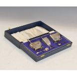 Elizabeth II silver three piece condiment set, Birmingham 1865, 5.1oz approx, cased Condition: