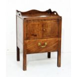 George III mahogany tray top night stand fitted two doors with crossbanded decoration, commode