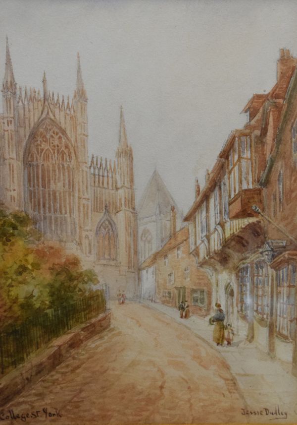 Jessie Dudley - Pair of early 20th Century watercolours - Petergate, York and College Street, - Image 2 of 2