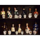 Collection of novelty figural spirit flasks, together with a collection of modern Royal Worcester