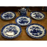 Small quantity of blue and white transfer printed tableware Condition: