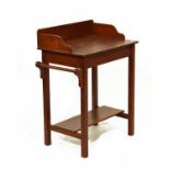 Stained pine tray top washstand on square supports Condition: