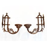 Pair of 19th Century Aesthetic School cast iron wall mounted lamp brackets Condition: