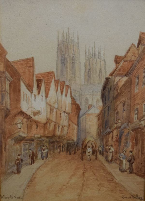 Jessie Dudley - Pair of early 20th Century watercolours - Petergate, York and College Street,