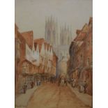 Jessie Dudley - Pair of early 20th Century watercolours - Petergate, York and College Street,