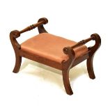 Mahogany framed rectangular top footstool on splayed supports Condition: