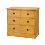 Edwardian stripped pine chest of two short and two long drawers Condition: