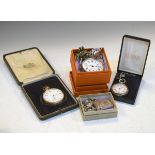 Victorian silver cased key wind pocket watch, a silver cased key wind fob watch, a gold plated cased