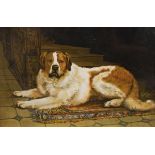 Two late 19th/early 20th Century prints - St Bernard dogs, 48cm diameter and 29cm x 35.5cm, each