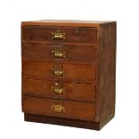 Pine and oak office chest of five drawers Condition: