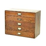 Nest of five beech table top filing drawers Condition: