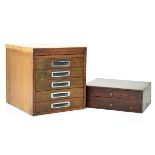 Mahogany and beech nest of five drawers together with a pine and beech nest of two drawers