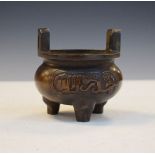 Chinese bronze censer, apocryphal marks to the base Condition: