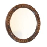 1920's period circular oak framed wall mirror, overall diameter including frame 61.5cm Condition: