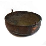 Large circular copper pan/cauldron, 65cm diameter Condition: