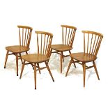 Set of four Ercol pale beech Windsor Bow Top dining chairs Condition: