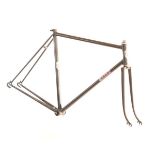 Racing cycle frames - Four steel racing cycle frames, one marked H.E. Green, and a lady's Raleigh
