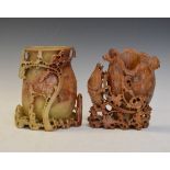 Two Chinese carved soapstone vases Condition: