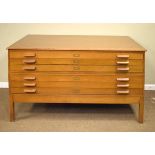 Oak and beech plan chest fitted six drawers Condition: